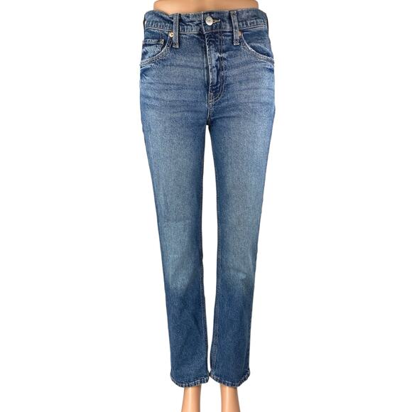GAP 90's Loose Women's Blue Mid Rise Straight Leg Slim Denim Jeans Pants Size 24 - Picture 1 of 5